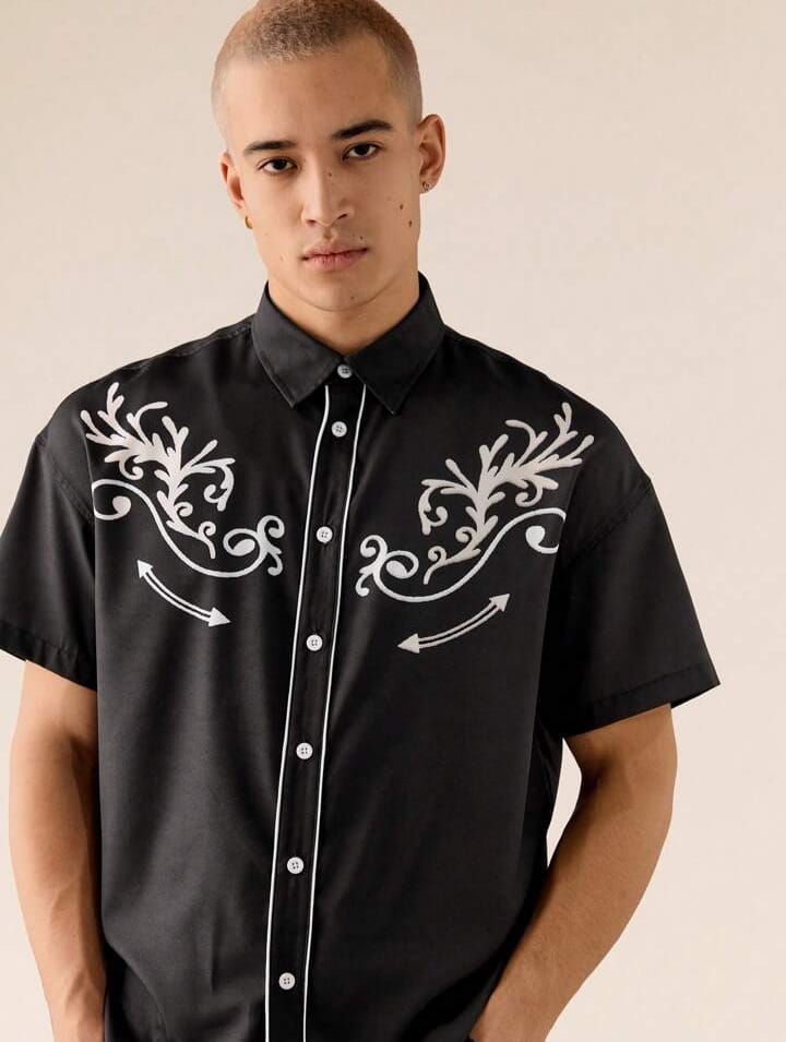 SWAVVY Young Men's Casual Loose Woven Short Shirt